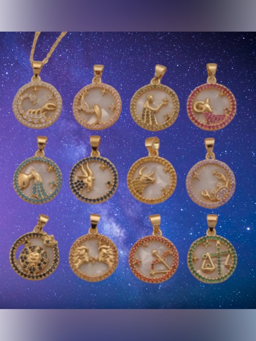 18k gold plated Zodiac Pendant Necklace